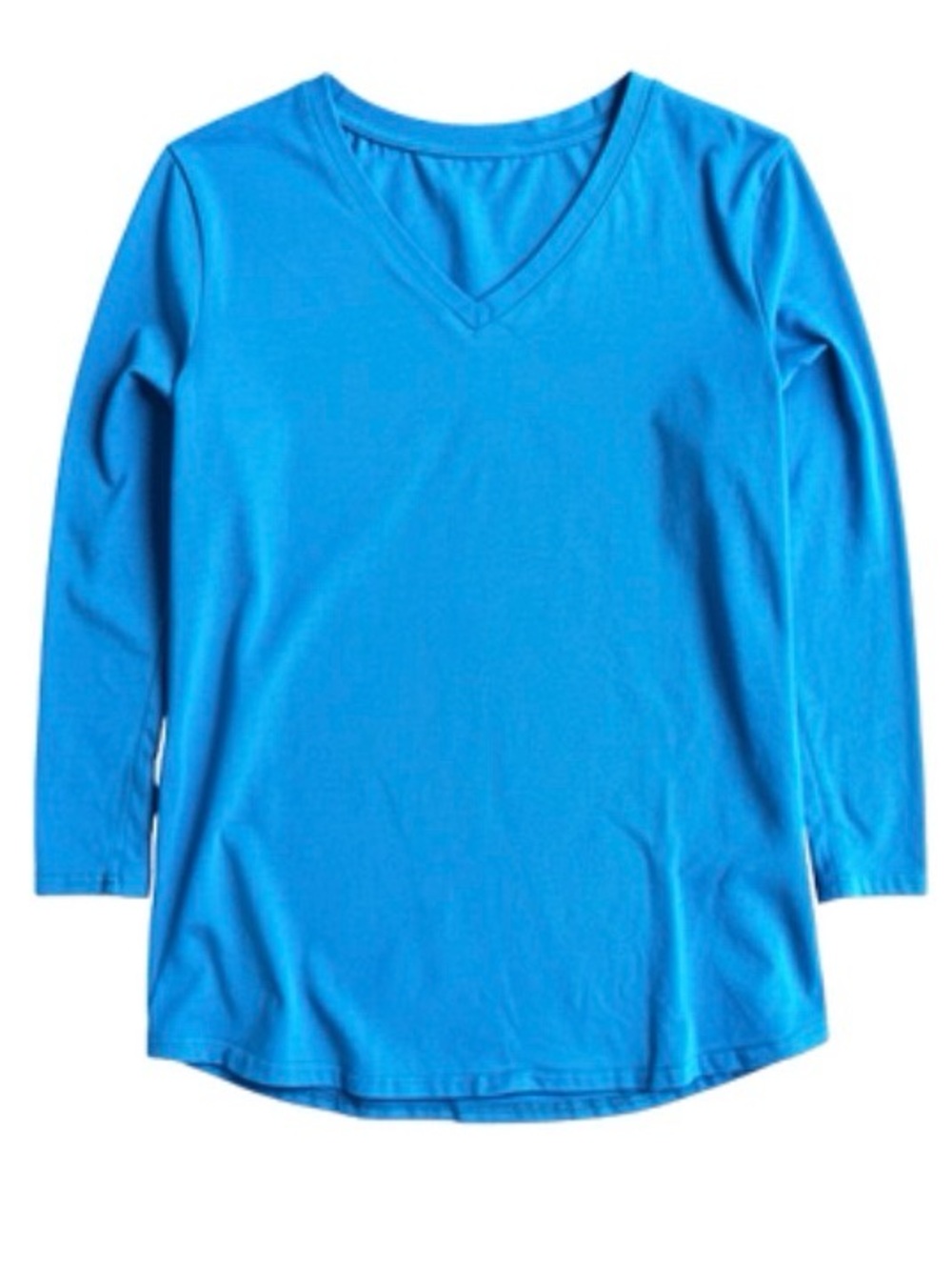 Women's Blue V-Neck 3/4 Sleeve Tee